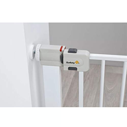Safety 1st Easy Close Metal - Barrera de seguridad bebés, niños y perros, metálica para puertas y escaleras, puerta de seguridad, color blanco, 73 a 80 cm, hasta 136 cm con extensiones