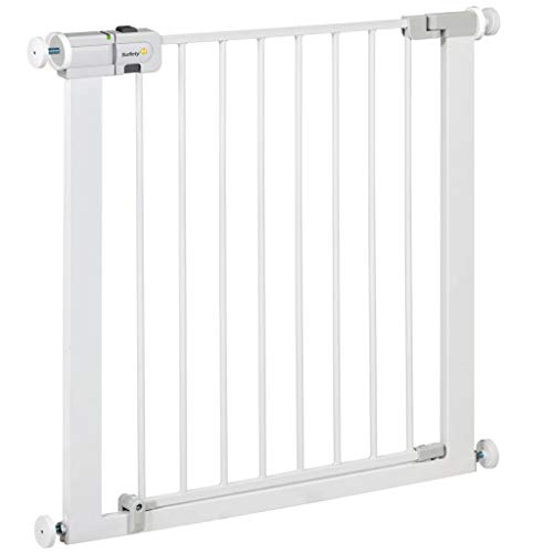 Safety 1st Easy Close Metal - Barrera de seguridad bebés, niños y perros, metálica para puertas y escaleras, puerta de seguridad, color blanco, 73 a 80 cm, hasta 136 cm con extensiones