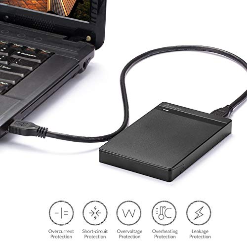 SALCAR Carcasa USB 3.0 para Discos Duros HDD SSD de 2.5", Estuche, Adaptador, Estuche para HDD y SSD SATA de 9,5mm 7mm 2,5" con Cable USB 3.0, no Requiere Herramientas.