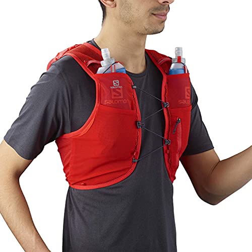 Salomon ADV Hydra Vest 8 Chaleco de hidratación 8L, 2 Botellas SoftFlask 500 ml Incluidas, Unisex Adulto, Rojo (Fiery Red), S