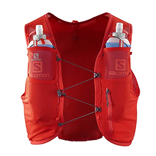 Salomon ADV Hydra Vest 8 Chaleco de hidratación 8L, 2 Botellas SoftFlask 500 ml Incluidas, Unisex Adulto, Rojo (Fiery Red), S