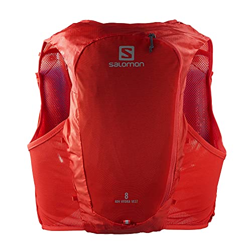 Salomon ADV Hydra Vest 8 Chaleco de hidratación 8L, 2 Botellas SoftFlask 500 ml Incluidas, Unisex Adulto, Rojo (Fiery Red), S