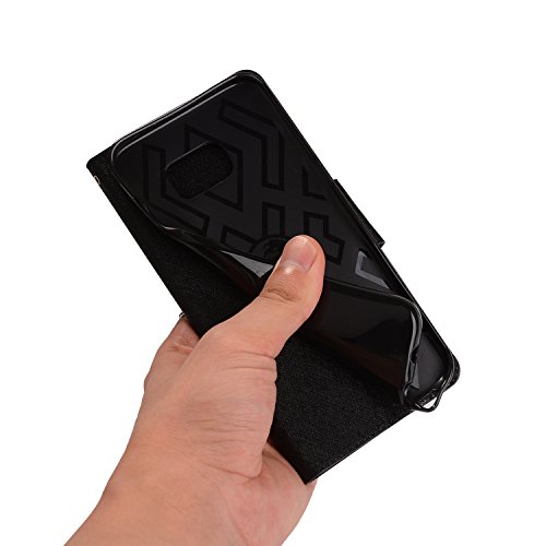 Samsung Galaxy S7 Edge Case,SUNWAY Wallet Cases Folio Book Cover with Kickstand Credit Card Holder, Cash Clip, Magnetic Closure for Samsung Galaxy S7 Edge - Black