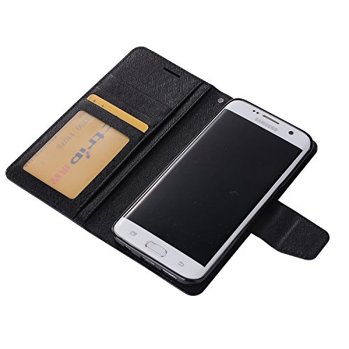 Samsung Galaxy S7 Edge Case,SUNWAY Wallet Cases Folio Book Cover with Kickstand Credit Card Holder, Cash Clip, Magnetic Closure for Samsung Galaxy S7 Edge - Black
