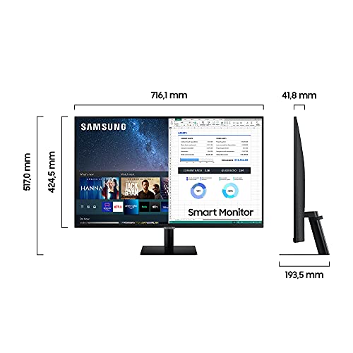 Samsung Smart M7 de 32" LS32AM702URXEN con Tecnología 4K UHD (3840x2160, Altavoces, conectividad Móvil, Mando a Distancia, USB-C y Aplicaciones de Smart TV) Negro