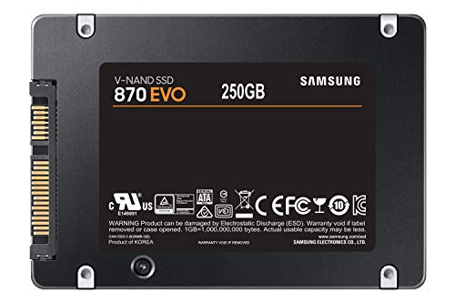 Samsung SSD 870 EVO - Disco duro interno de estado sólido, 250 GB, SATA 560 MB/s, 2,5", Negro