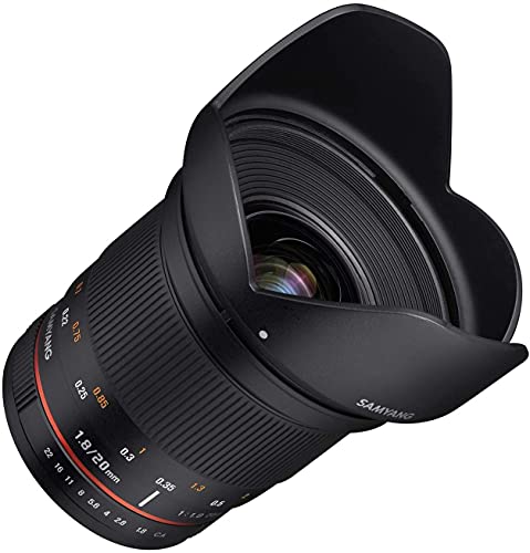Samyang DSLR - Objetivo fotográfico para Canon EF-S (20 mm, F1.8 ED, AS UMC), Negro