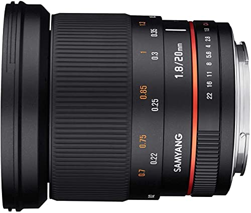 Samyang DSLR - Objetivo fotográfico para Canon EF-S (20 mm, F1.8 ED, AS UMC), Negro