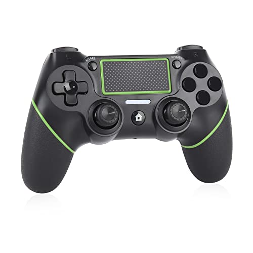 Sanliova Wireless Controller for PS4 Controller, Wireless Joystick for Ps4/Pro/3/Slim/PC, Touch Panel Gamepad with Dual Vibration and Audio Function, LED Indicator USB Cable, Green Line
