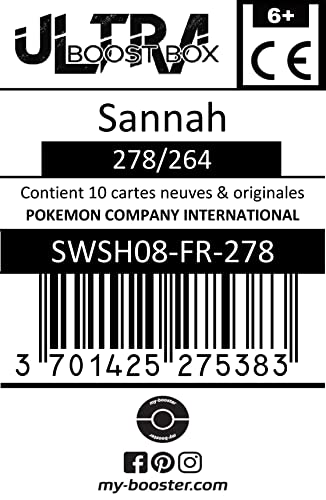 Sannah (Xana) 278/264 Arcoíris Secreta Entrenadore - Myboost X Epée et Bouclier 8 - Poing de Fusion - Box de 10 Cartas Pokémon Francés