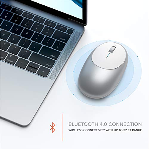 Satechi Ratón M1 Inalámbrico con Bluetooth de Aluminio con Puerto Tipo-C Recargable – Compatible con Mac Mini, iMac, iMac Pro, MacBook Pro/Air, Microsoft Surface Go (Plata)