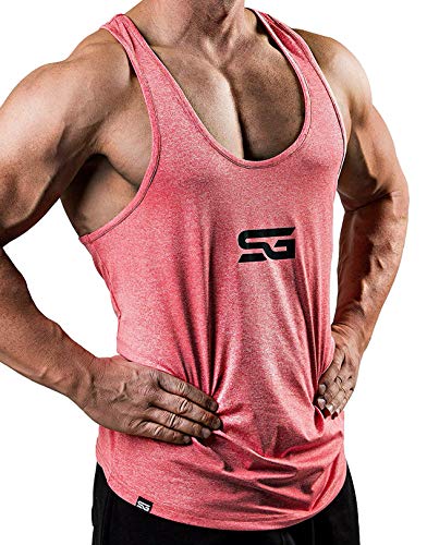 Satire Gym - Camiseta de Tirantes para Fitness de Hombre/Ropa Funcional de Secado rápido para Hombres - Camiseta de Tirantes para Hombres, Apta para Culturismo y Entrenamiento. (Rojo monteado, M)