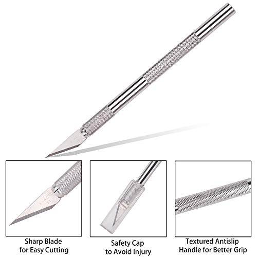 SAVITA Juego de 2 cúteres tipo lápiz, pequeños, de metal sólido, para manualidades, incluye 40 cuchillas de repuesto