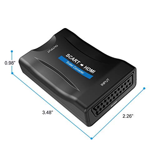 SCART a HDMI Convertidor, Convierte la Entrada de euroconector analógica en Salida HDMI 720P / 1080p (60Hz), para HDTV STB VHS Xbox PS3 Sky BLU-Ray DVD Player Monitor proyector