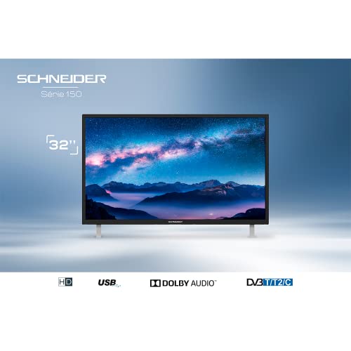 SCHNEIDER TV LED 32", SC-LED32SC150P, HDMI, USB 2.0, 1366x768p, Sintonizador DVB-T, Negro