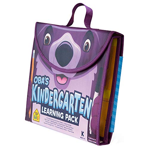 School Zone - Oba’s Kindergarten Learning Pack - Ages 5-6, Workbook, Flash Cards, Early Reading Books, Math, Writing Skills, Write & Reuse, Educational Games, Carrying Case, Pencil & Wipe-Clean Marker