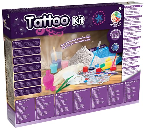 Science4you - Fábrica de Tatuajes Temporales para Niños 8 Años - Kit Manualidades y Experimentos para Niños: Haz 8 Actividades y +60 Tatoos Infantiles, Regalo para Niñas, Juegos Educativos 8-10 Años