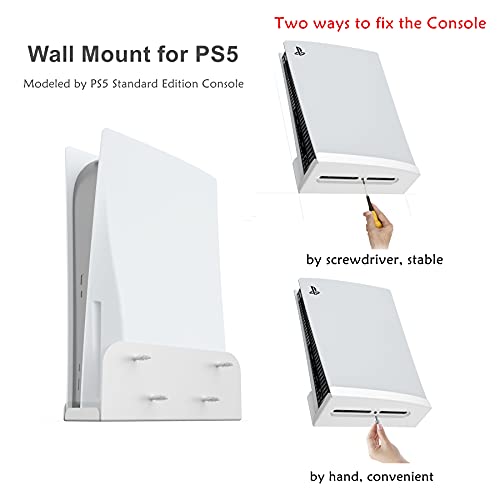 sciuU Soporte de Pared compatible con Consola PS5 Playstation 5, Placa de Metal Engrosado de Alta Resistencia, Metálico Accesorios Soporte Vertical con Rejillas de Ventilación para PS5 Console, Blanco