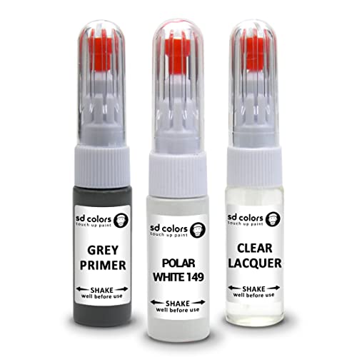 SD COLORS BLANCO POLAR 149 con MERCEDES Nuevo Kit de reparación de bolígrafo de pintura para retocar 7 ML SCRATCH CHIP CEPILLO CÓDIGO DE COLOR 149 BLANCO POLAR (PINTURA+PRIMER+LACQUER)