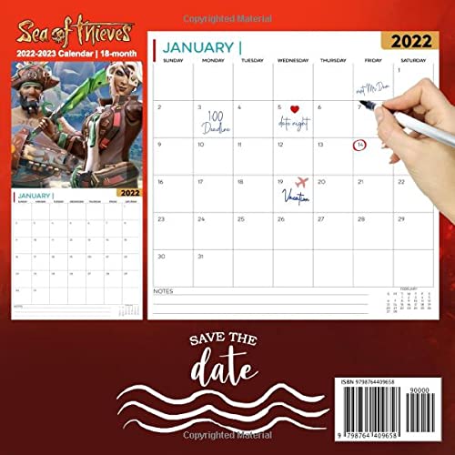 Sea of Thieves 2022-2023 Calendar: Sea of Thieves Calendar 2022 - OFFICIAL Games calendar 2022 18 months- Planner Gifts boys girls kids and all Fans ... 17''x11''(Kalendar Calendario Calendrier). 8