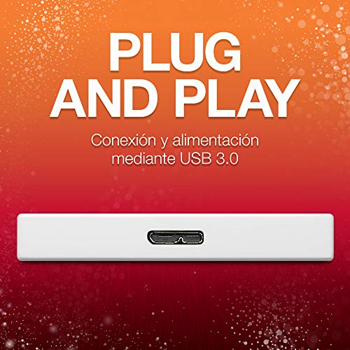 Seagate Backup Plus Slim, 2 TB, Disco duro externo portátil para PC y Mac, USB 3.0, 2 años servicios Rescue, Rojo (STHN2000403)
