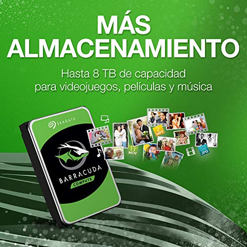 Seagate BarraCuda, 3 TB, Disco duro interno, HDD, 3,5", SATA 6 GB/s, 5400 RPM, caché de 256 MB para ordenador de sobremesa y PC (ST3000DM007)
