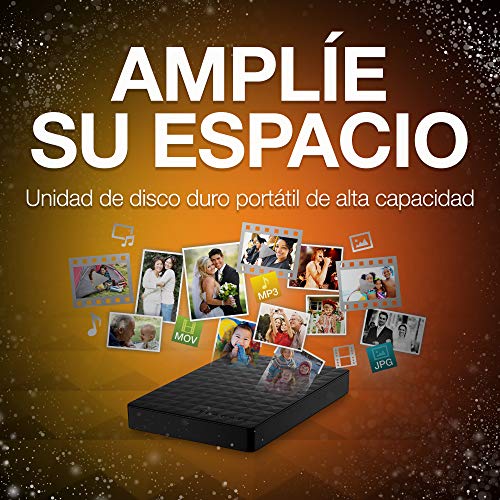 Seagate Expansion Portable, 1 TB, Disco duro externo, HDD, USB 3.0 para PC, ordenador portátil y Mac, 2 años de servicios Rescue (STEA1000400)