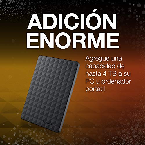 Seagate Expansion Portable, 2 TB, Disco duro externo, HDD, USB 3.0 para PC, ordenador portátil y Mac, 2 años de servicios Rescue (STEA2000400)