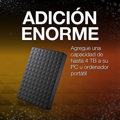 Seagate Expansion Portable, 4 TB, Disco duro externo, HDD, USB 3.0 para PC, ordenador portátil y Mac, 2 años de servicios Rescue (STEA4000400)