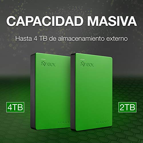 Seagate Game Drive para Xbox, 2 TB, Disco duro externo, HDD portátil, diseñado para Xbox One, y 2 años de servicios Rescue (STEA2000403)