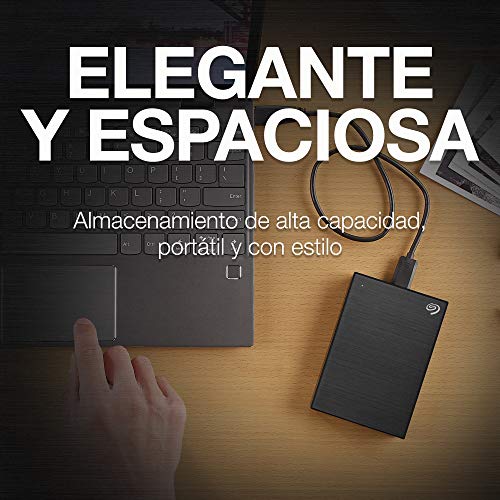 Seagate One Touch, 1 TB, Unidad Disco Duro Externa, Negra, USB 3.0, PC, Mac, 1 año Mylio Create, 4 meses Adobe Creative Cloud, 2 años servicios Rescue, Amazon Special Edition (STKB1000410)