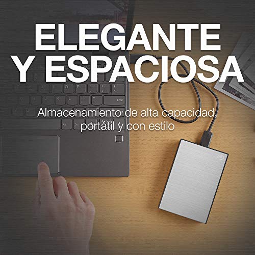 Seagate One Touch, 4 TB, Unidad Disco Duro Externa, Plateada, USB 3.0, PC, Mac, Ordenador, 1 año MylioCreate, 4 meses Plan Adobe Creative Cloud Photography, 2 años de servicios Rescue (STKC4000401)