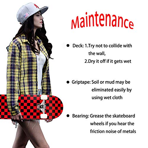 Seasonland Tabla de skate de 7 capas de 78,7 x 20,3 cm, tabla completa de skate de madera de arce para adolescentes, adultos, principiantes, niñas y niños (noche)