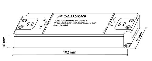 SEBSON® Transformador 12V 220V, 15W Driver LED extraplano 102x35x16mm - Tensión Constante para Lámparas LED GU4 MR11 MR16