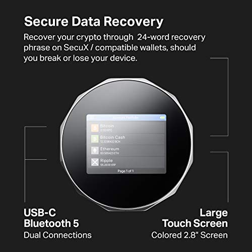 SecuX V20 – Cartera de hardware cripto más segura con Bluetooth – plataforma cruzada – administra fácilmente tu Bitcoin, Ethereum, BTC, ETH, LTC, Doge, BNB, Dash, XLM, ERC20, BSC y más