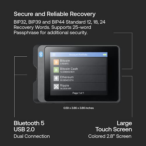 SecuX W20 - La billetera de hardware criptográfico más segura con Bluetooth - Pantalla táctil grande - Administre fácilmente su Bitcoin, Ethereum, BTC, ETH, LTC, DOGE, BNB, Dash, XLM, ERC20, BSC y más