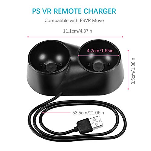 SEESEE.U Estación de carga dual para mando de Playstation Move, estación de carga USB compatible con PS3 / PS4 VR Motion Controller – Negro
