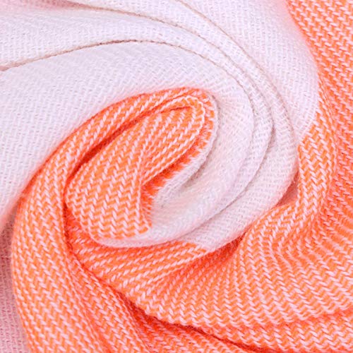 SEESEE.U Toalla de Playa 1 Pieza Toalla de baño de Playa turca Algodón Puro Patrón de Rayas Toalla de Playa con Flecos Sauna Playa Gimnasio Toalla de Piscina Naranja