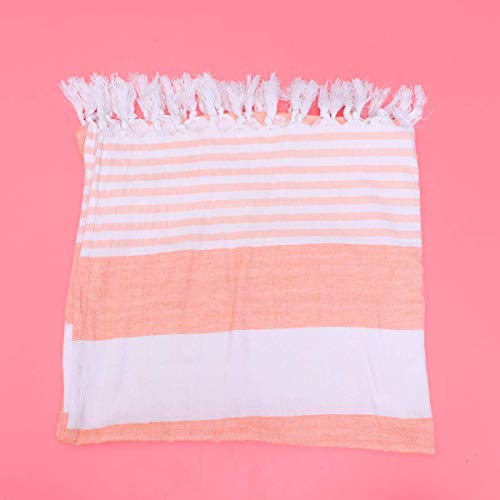 SEESEE.U Toalla de Playa 1 Pieza Toalla de baño de Playa turca Algodón Puro Patrón de Rayas Toalla de Playa con Flecos Sauna Playa Gimnasio Toalla de Piscina Naranja