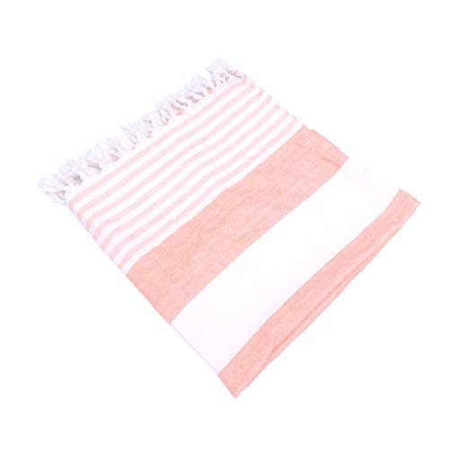 SEESEE.U Toalla de Playa 1 Pieza Toalla de baño de Playa turca Algodón Puro Patrón de Rayas Toalla de Playa con Flecos Sauna Playa Gimnasio Toalla de Piscina Naranja