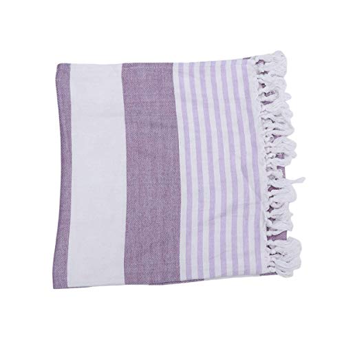 SEESEE.U Toalla de Playa 1 Pieza Toalla de baño de Playa turca Algodón Puro Patrón de Rayas Toalla de Playa con Flecos Sauna Playa Gimnasio Toalla de Piscina Púrpura