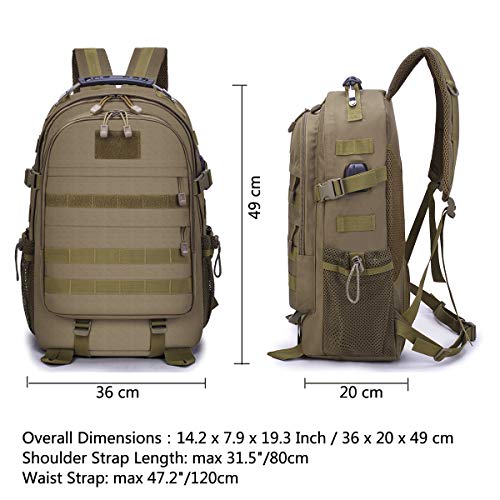 Selighting 35L Rucksack Backpack Mochila Táctica Militar Hombre Mochilas para Portátil 15,6 Pulgadas con Puerto de Carga USB para Trabajo Diario Escuela Viaje