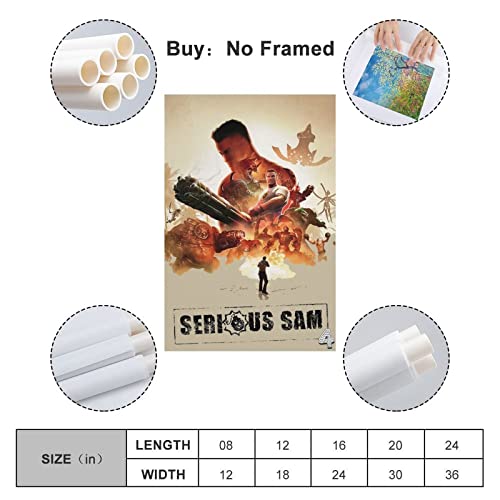 Serious Sam 4 - Póster de lienzo para decoración de dormitorio familiar (50 x 75 cm)