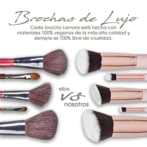 Set De Brochas De Maquillaje Profesional - Pinceles Maquillaje 10 Piezas - Brochas Base De Maquillaje, Brocha Kabuki, Brocha Polvos, Brochas De Maquillaje Ojos - Pelo Sintético Calidad Premium