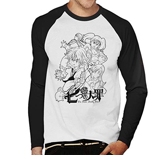 Seven Deadly Sins Character Montage Dark Men's Baseball Long Sleeved T-Shirt