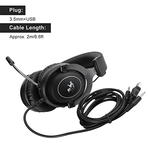 SH-RuiDu 3. Auriculares con cable para juegos de 5 mm Auriculares estéreo con reducción de ruido para Xbox One/PS4/PC