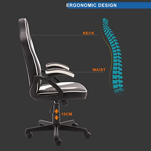 SHA XiaZhi Silla de Juegos, Silla de Oficina de Carreras con Respaldo Alto Reclinable, Ajuste de Altura de la Silla de Escritorio de Computadora Ergonómica de Cuero, Silla de Videojuegos de PC
