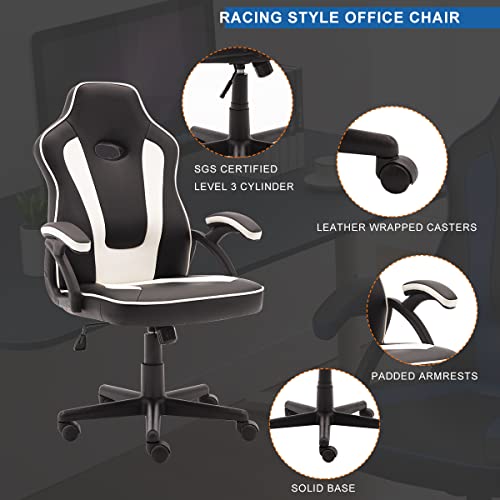 SHA XiaZhi Silla de Juegos, Silla de Oficina de Carreras con Respaldo Alto Reclinable, Ajuste de Altura de la Silla de Escritorio de Computadora Ergonómica de Cuero, Silla de Videojuegos de PC