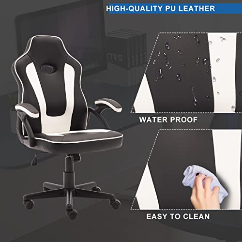 SHA XiaZhi Silla de Juegos, Silla de Oficina de Carreras con Respaldo Alto Reclinable, Ajuste de Altura de la Silla de Escritorio de Computadora Ergonómica de Cuero, Silla de Videojuegos de PC