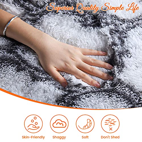 SHANNA Alfombra Salón, Terciopelo Súper Suave Alfombra Salon Grande, Alfombra Pelo Largo de Habitacion Dormitorio Salon Comedor - Lavable Antideslizante Alfombras Pelo Interior (Blanco, 80x160 cm)